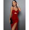 Červené elegantní šaty ROMULUS s průstřihem