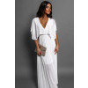 Bílé elegantní šaty PARFOMELLE s výsřihem do V