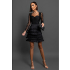 Černé koktejlové elegantní šaty HOLLDER s třásněmi