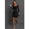 Černé koktejlové elegantní šaty HOLLDER s třásněmi