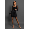 Černé koktejlové elegantní šaty HOLLDER s třásněmi