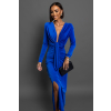 Královsky modré elegantní šaty BOREAS s dlouhým rukávem