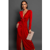 Červené elegantní šaty BOREAS s výstřihem