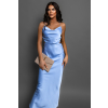 Světle modré lesklé koktejlové šaty KAIAS