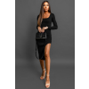 Černé úpletové šaty MOHEGAN s rozparkem