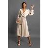 Béžové elegantní šaty SIRIUS s páskem