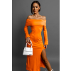 Oranžové strečové šaty KOANTES s rozparkem