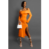 Oranžové strečové šaty KOANTES s rozparkem