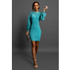 Mentolové šaty ADANA se zdobenými rukávy