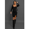 Černé úpletové šaty LONETTY s rozparkem