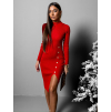 Červené stylové žerzejové šaty AGLIA s knoflíky