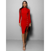 Červené stylové žerzejové šaty AGLIA s knoflíky