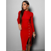 Červené stylové žerzejové šaty AGLIA s knoflíky