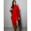 Červené stylové žerzejové šaty AGLIA s knoflíky