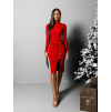 Červené stylové žerzejové šaty AGLIA s knoflíky
