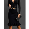 Černá elegantní midisukně CELESTYN s volánem