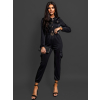 Černý lesklý overal LEANDROS s páskem