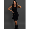 Černé koktejlové svetrové šaty ELVAN