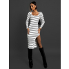 Bíločerné žerzejové šaty HONORE s pruhy