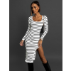 Bíločerné žerzejové šaty HONORE s pruhy