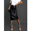 Černá koženková midisukně LETHE