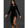 Černé úpletové šaty AGENOR s knoflíky