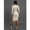 Krémové úpletové šaty AGENOR s knoflíky