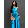 Tyrkysové dlouhé saténové šaty MADES