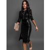 Černé metalické šaty ATALANTA s dlouhým rukávem