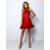 Červené elegantní šaty LUCRETIA s flitry