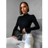 Černý žebrovaný elegantní svetřík CLOELIA