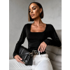 Černý elastický top KASTALIA s dlouhým rukávem