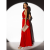 Červené dlouhé společenské šaty NOAL se zlatým páskem