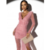 Růžové třpytivé šaty NYKTEUS s řasením