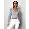 Šedý svetříkový crop top ORETHIAL s flitry