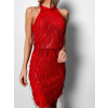 Červené elegantní šaty KELEOS s flitry