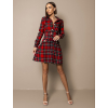 Červené kárované šaty OINEUS s knoflíky