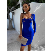 Modré elegantní šaty SHUTTLES na jedno rameno