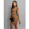 Hnědé stylové šaty SYRINX s oddělenými rukávy