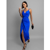 Modré elegantní šaty PALES s rozparkem