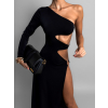 Černé stylové šaty URANIA s průstřihy