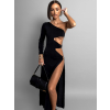 Černé stylové šaty URANIA s průstřihy