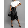 Černá koženková midisukně NISOS s rozparkem