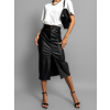 Černá koženková midisukně NISOS s rozparkem