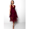 Bordó elegantní šaty TITYOS s tylovou sukní
