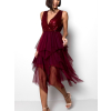 Bordó elegantní šaty TITYOS s tylovou sukní
