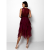 Bordó elegantní šaty TITYOS s tylovou sukní