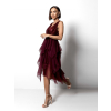 Bordó elegantní šaty TITYOS s tylovou sukní