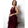 Bordó elegantní šaty TITYOS s tylovou sukní