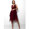 Bordó elegantní šaty TITYOS s tylovou sukní
